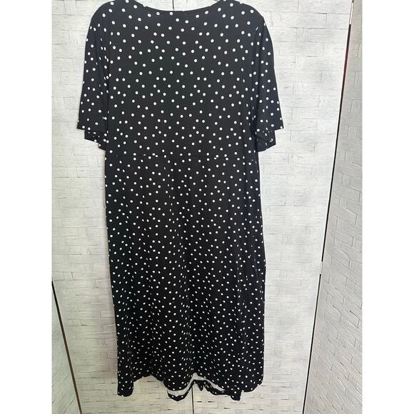 ASOS womens v-neck wrap dress black & white polkadot bohemian whimsigoth Plus SZ - Picture 3 of 10